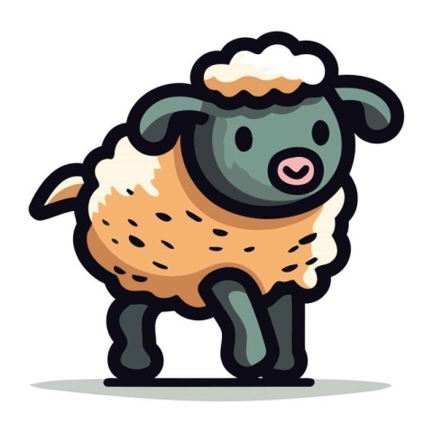 Sheep   Vector Illustration. Isolated on White Background.