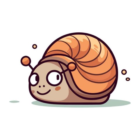 Cute cartoon snail. Vector illustration. Isolated on white backg