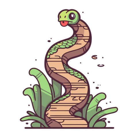 Cartoon snake. Vector illustration of a snake. Cartoon snake.