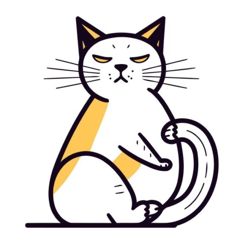 Cute cartoon cat. Vector illustration in doodle style.