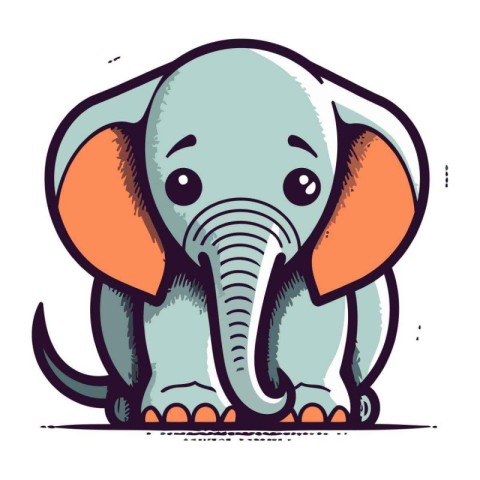 Cute cartoon elephant. Vector illustration isolated on a white b