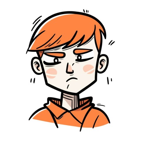 Angry boy with red hair. Vector illustration in cartoon style.