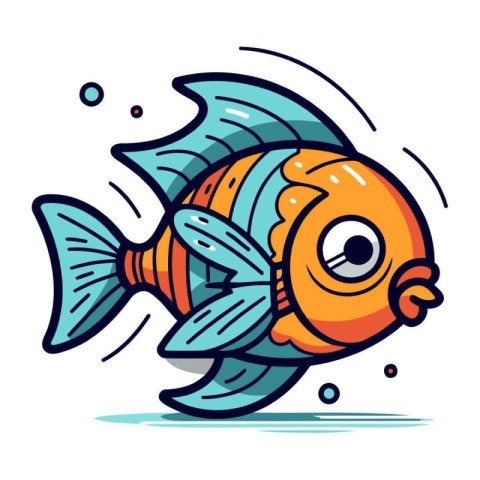 Cartoon fish. Vector illustration. Isolated on white background.