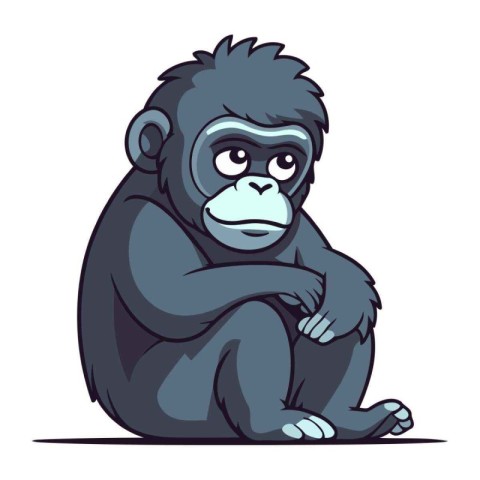 Vector illustration of a Gorilla sitting and looking at the came