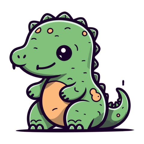 Cute cartoon crocodile. Vector illustration isolated on white ba