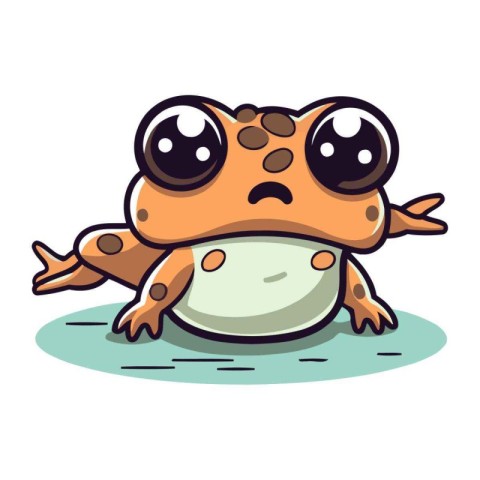 Cute cartoon frog. Vector illustration isolated on a white backg