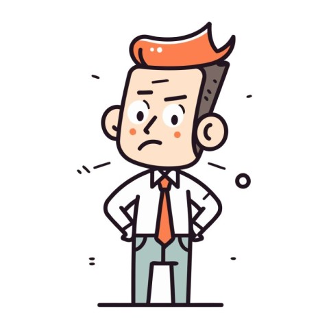 Businessman feeling tired and exhausted. Vector illustration in