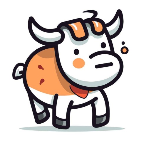 Cute Cow Cartoon Character Mascot Vector Illustration. Farm Anim