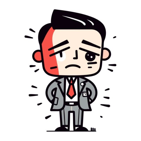 Sad Businessman   Retro Cartoon Vector Illustration