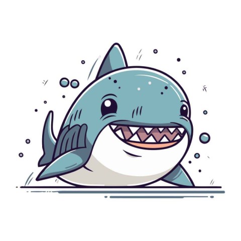 Cartoon shark. Vector illustration on white background. Isolated