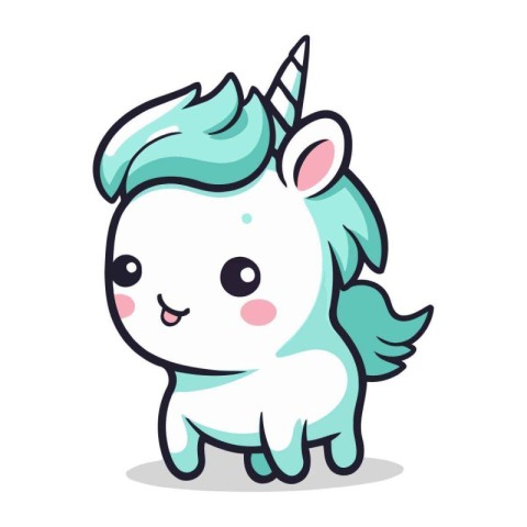 Cute unicorn character design. Cute cartoon unicorn vector illus