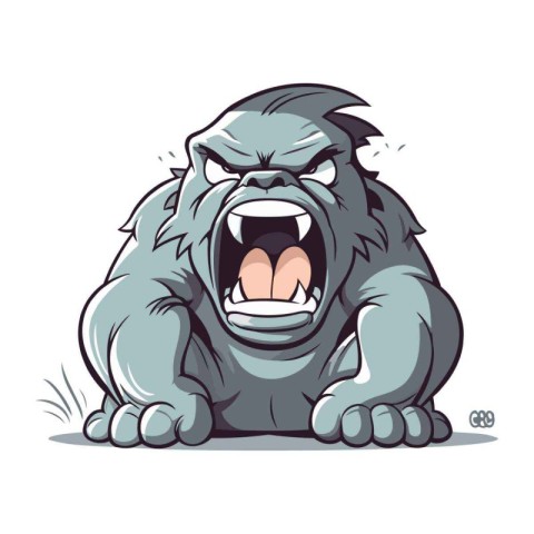 Angry gorilla cartoon mascot isolated on white background. Vecto