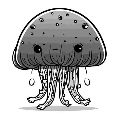 Cute jellyfish cartoon character. Vector illustration isolated o