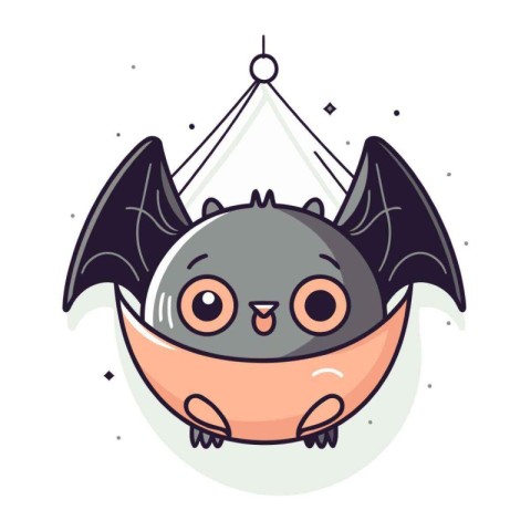 Cute cartoon bat. Vector illustration isolated on a white backgr