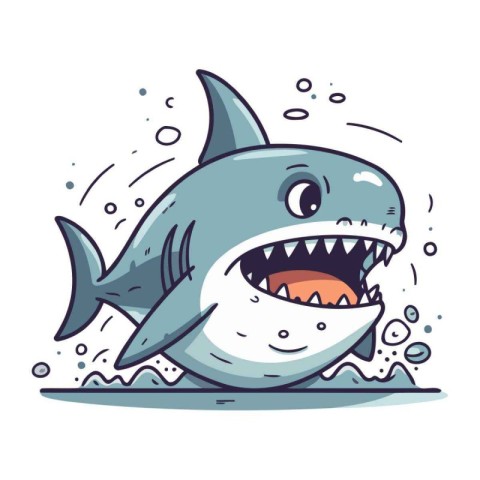 Shark cartoon character. Vector illustration of a cute cartoon s