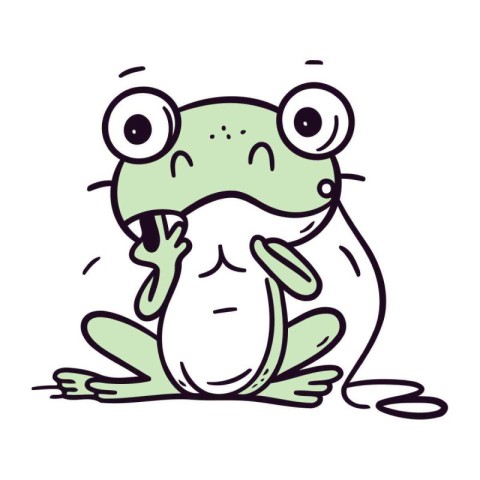 Cute cartoon frog. Vector illustration isolated on a white backg