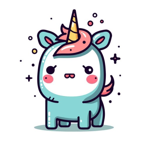 Cute unicorn character. Vector illustration. Isolated on white b