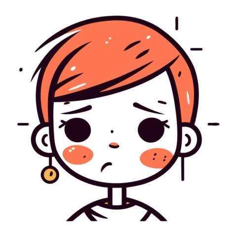 Illustration of a little girl with angry facial expression. vect