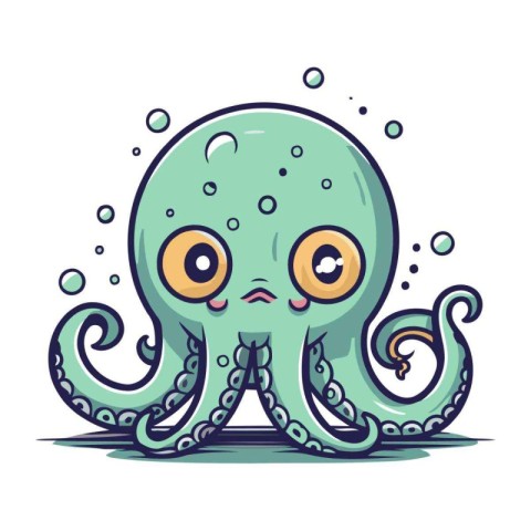 Cartoon cute octopus. Vector illustration of cute octopus.