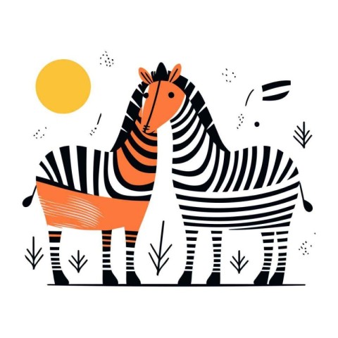 Zebra. Vector illustration. Zebra in a flat style.