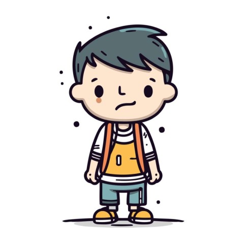 Sad little boy. Vector illustration. Cute little boy cartoon cha