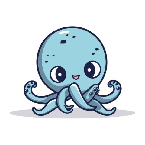 Cute octopus cartoon character vector illustration. Cute octopus