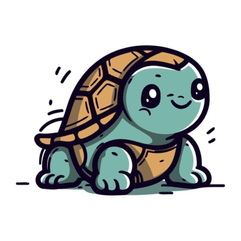 Cute cartoon turtle. Vector illustration isolated on a white bac