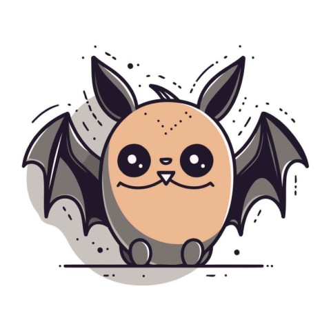 Cute cartoon bat. Vector illustration isolated on a white backgr