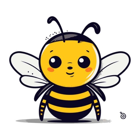 Cartoon bee on white background. Vector illustration. Cute carto