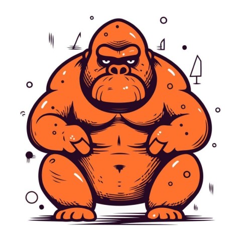 Gorilla. Hand drawn vector illustration in cartoon comic style.