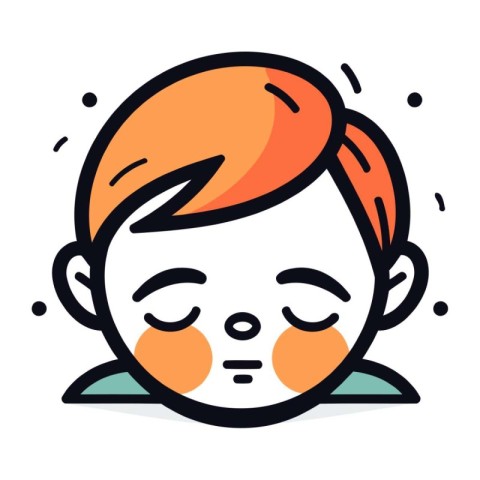 Cute boy face with closed eyes. Vector illustration in cartoon s