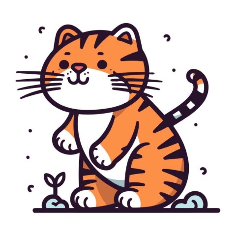 Cute cartoon tiger. Vector illustration in doodle style.