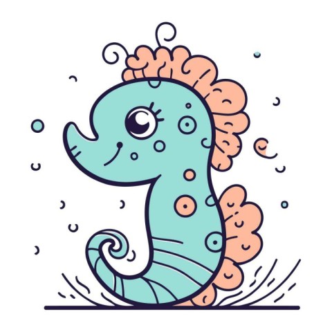 Cute cartoon seahorse. Vector illustration in a flat style.