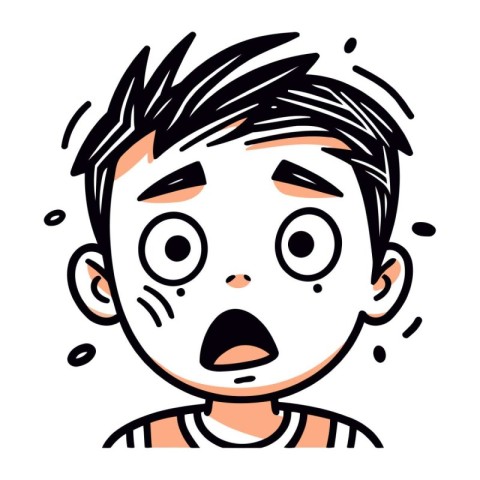 Illustration of a boy with a scared face. vector illustration.