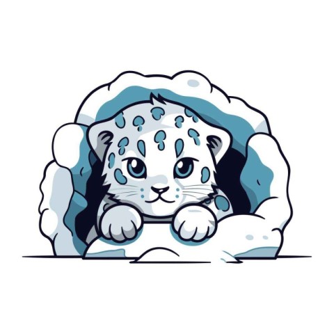 Vector illustration of a snow leopard in a coat of ice.