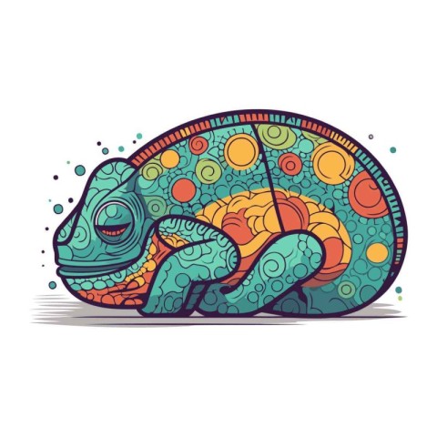 Colorful chameleon on a white background. Vector illustration.