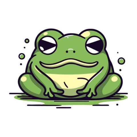 Frog vector illustration. Cute cartoon frog isolated on white ba