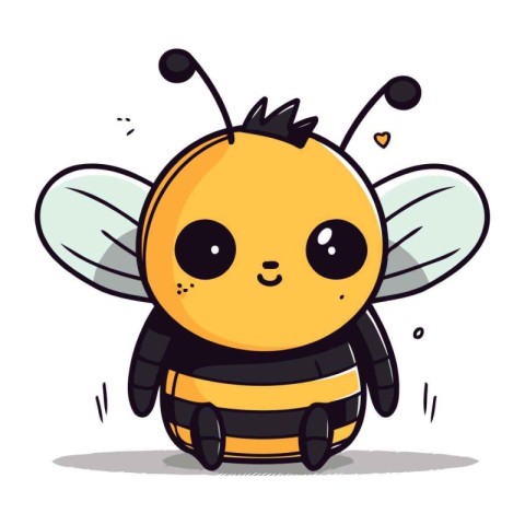 Cute cartoon bee. Vector illustration. Isolated on white backgro