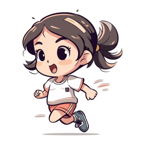 Illustration of a Cute Little Girl Running in a Race.