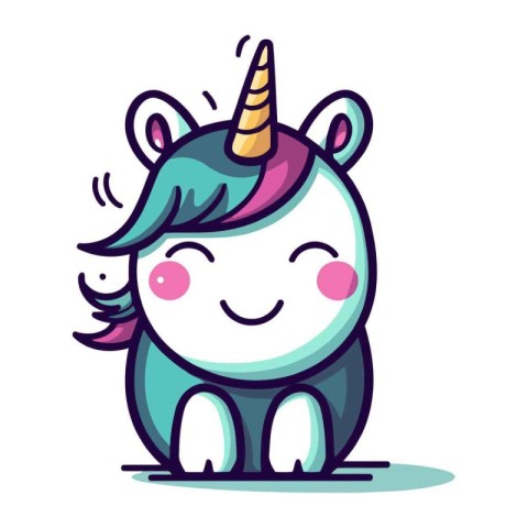 Cute cartoon unicorn. Vector illustration. Isolated on white bac