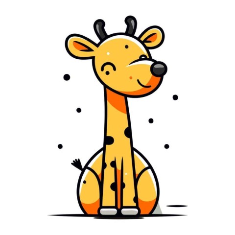 Cute cartoon giraffe. Vector illustration isolated on white back