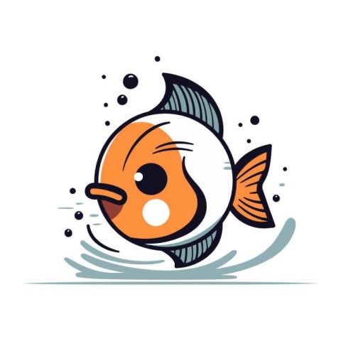 Cute cartoon fish on a white background. Vector illustration in