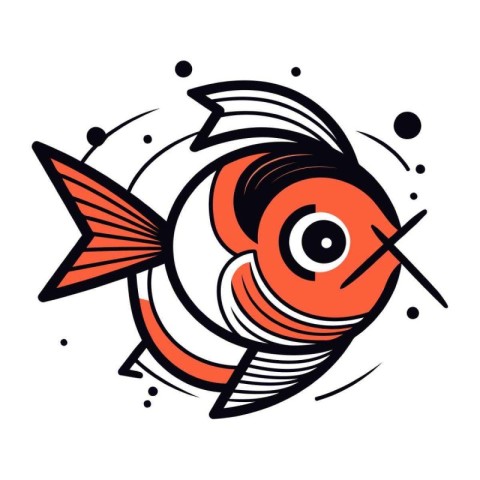 Vector illustration of a red fish in the form of a circle.