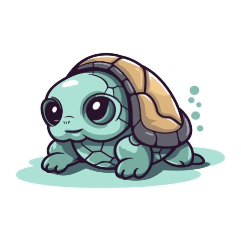 Cute cartoon turtle. Vector illustration isolated on a white bac