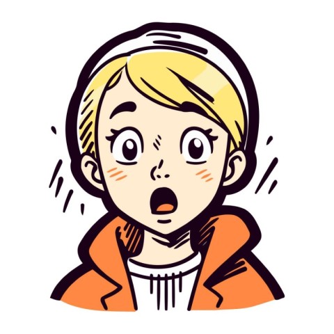 Surprised boy with open mouth. Vector illustration in cartoon st