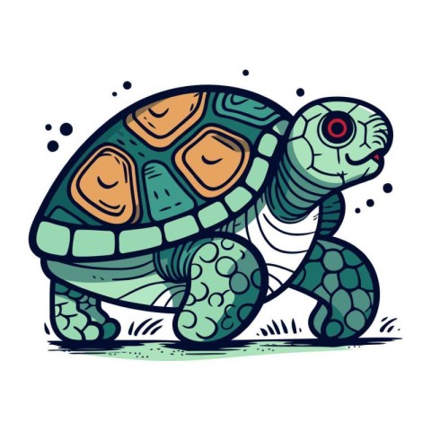 Turtle. Hand drawn vector illustration. Isolated on white backgr