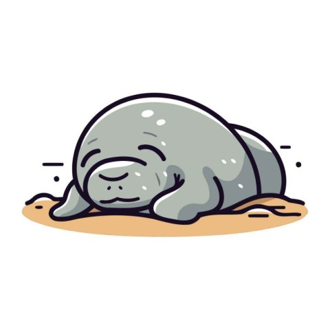 Sleeping seal. Vector illustration of a sleeping seal on the bea