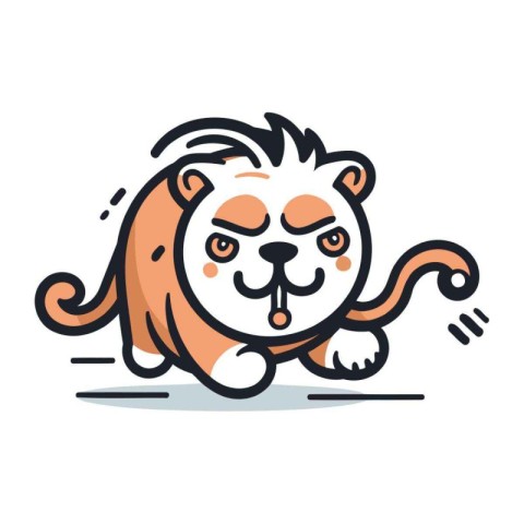 Cute cartoon lion. Vector illustration isolated on a white backg