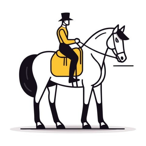 Horseman riding a horse. Vector illustration in flat style.