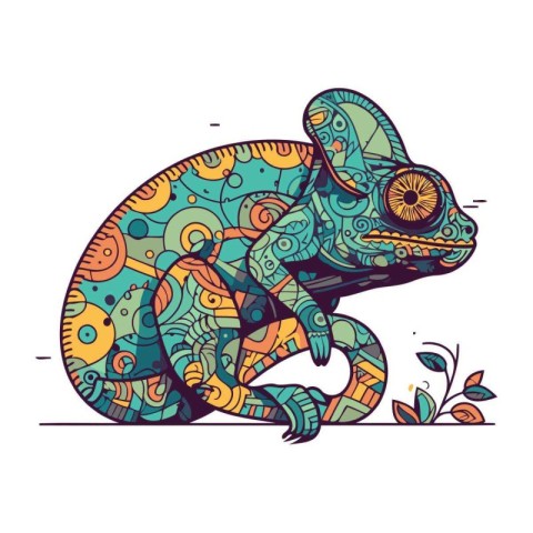 Chameleon. Zentangle. Hand drawn vector illustration.